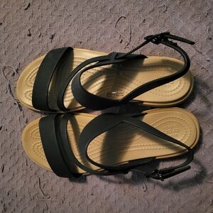 CROCS Black and Tan Sandals with Classic Design